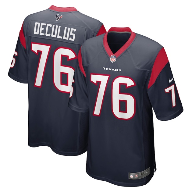 mens nike austin deculus navy houston texans game player jersey